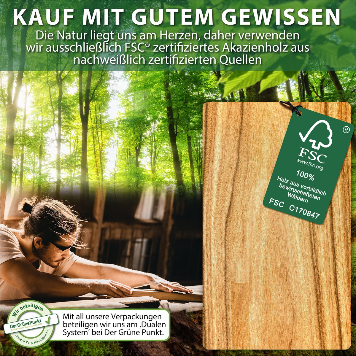 Serveerset XXL 'Domingo' – Set van 2 - Luxe Serveerplank van FSC® Acaciahout met Leisteen | Duurzaam & Elegant