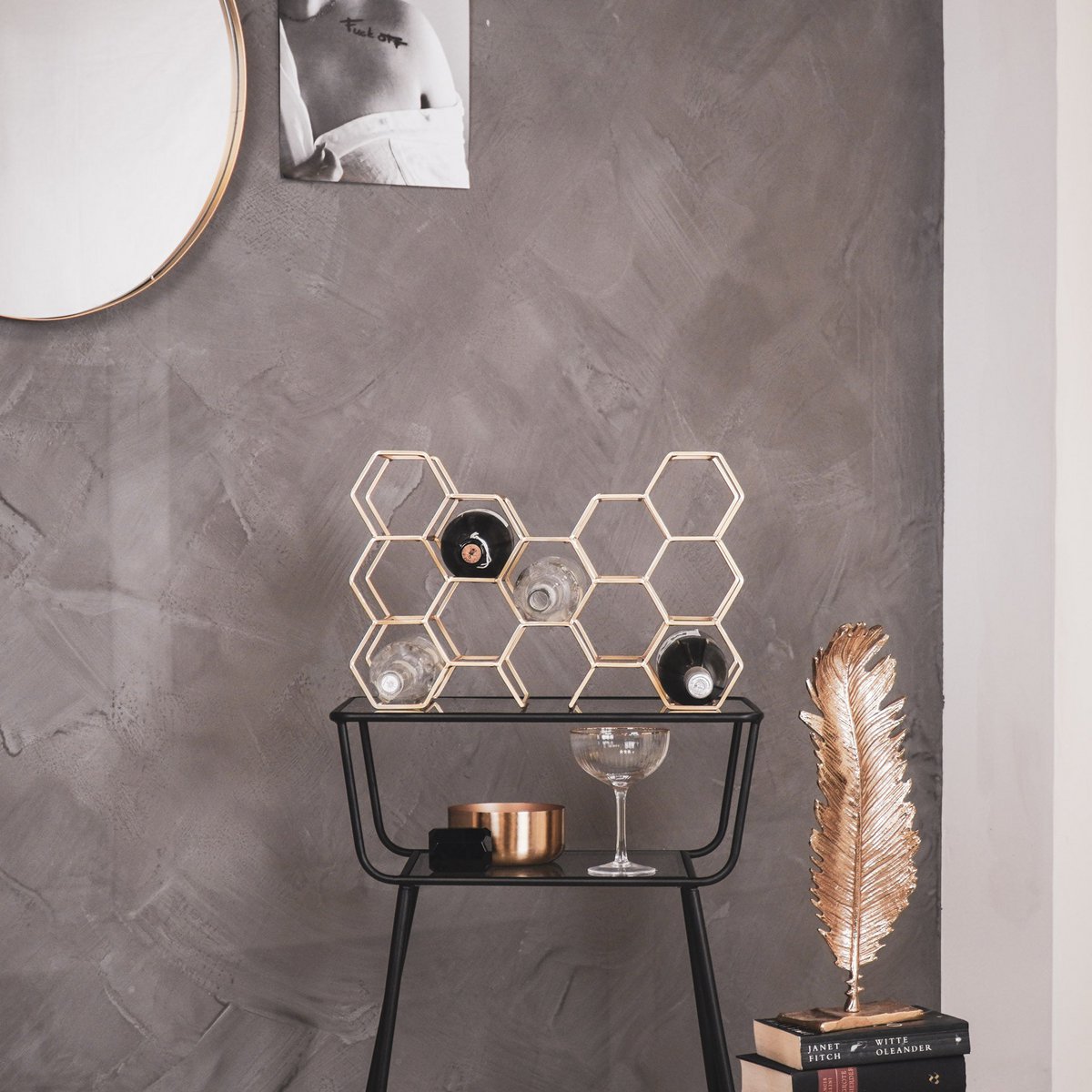 Wijnrek - Metaal - Goud - 11 flessen Moderne |woon-meubel.nl