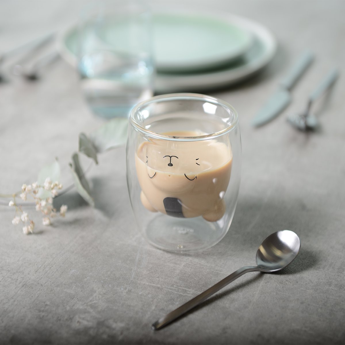 Dubbelwandige Glazen Koffiekopjes met Berenvorm – 250 ml – Set van 2 |woon-meubel.nl