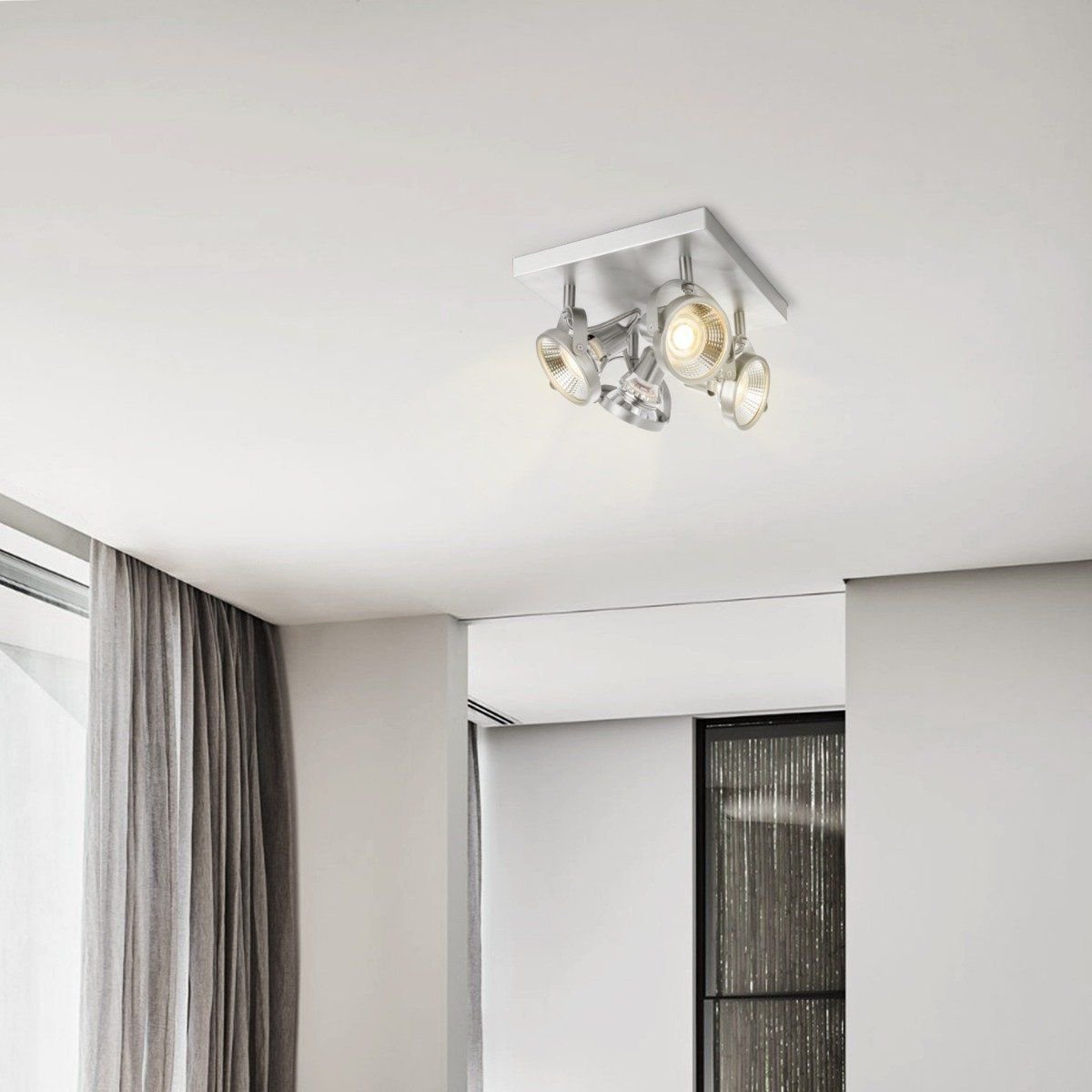 LED Surface-mounted spotlight Yaya 4 - dimmable - brushed steel