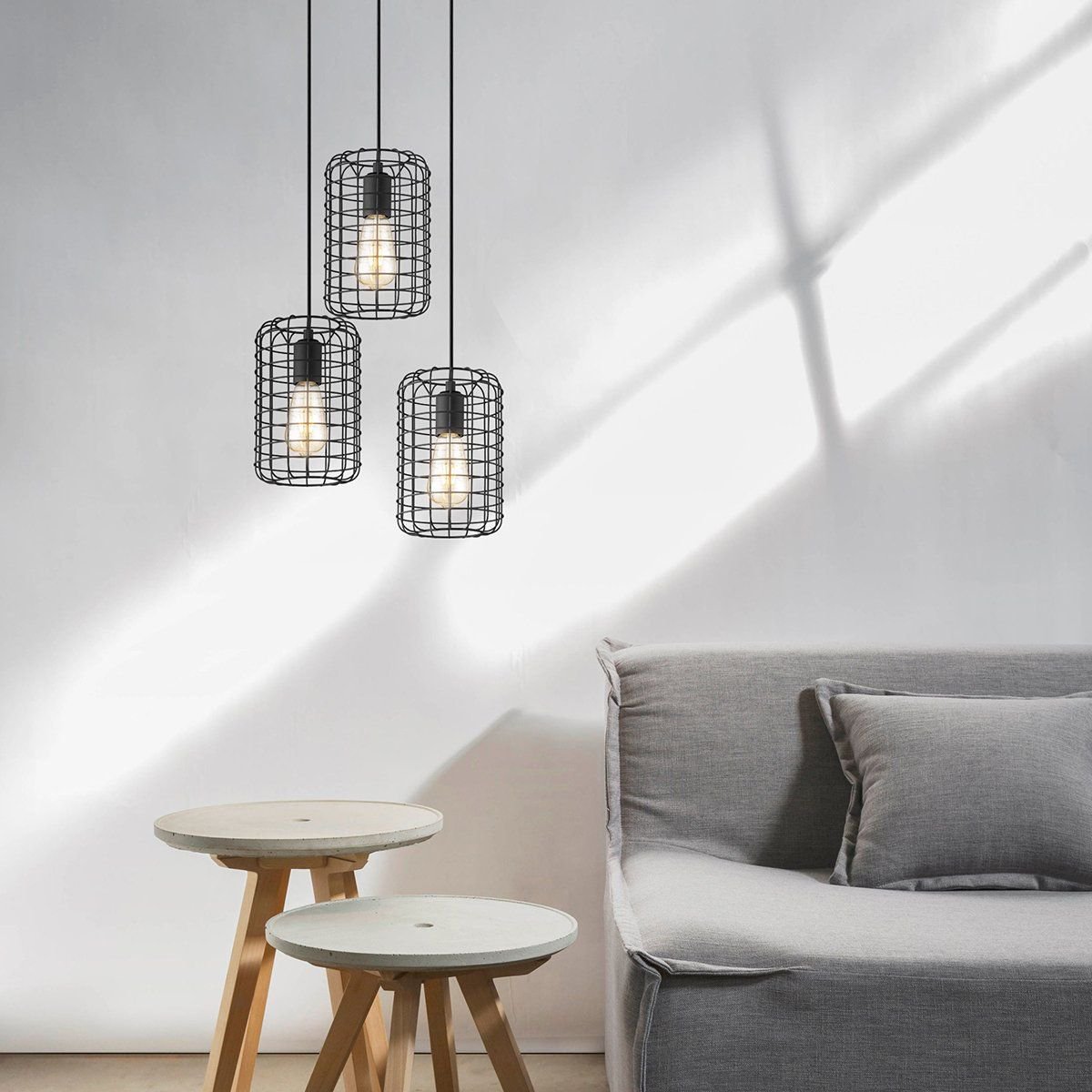 Hanging lamp Netting 3 lights - Black - 32x32x127cm