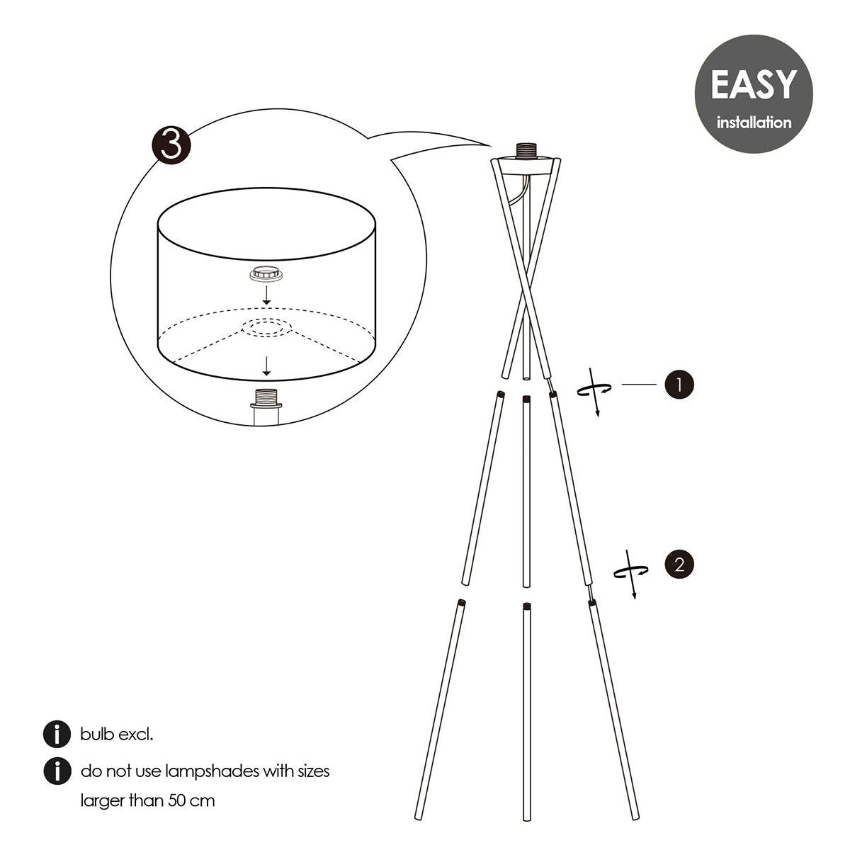 Pied de lampadaire Tripode 48/48/149cm - Laiton