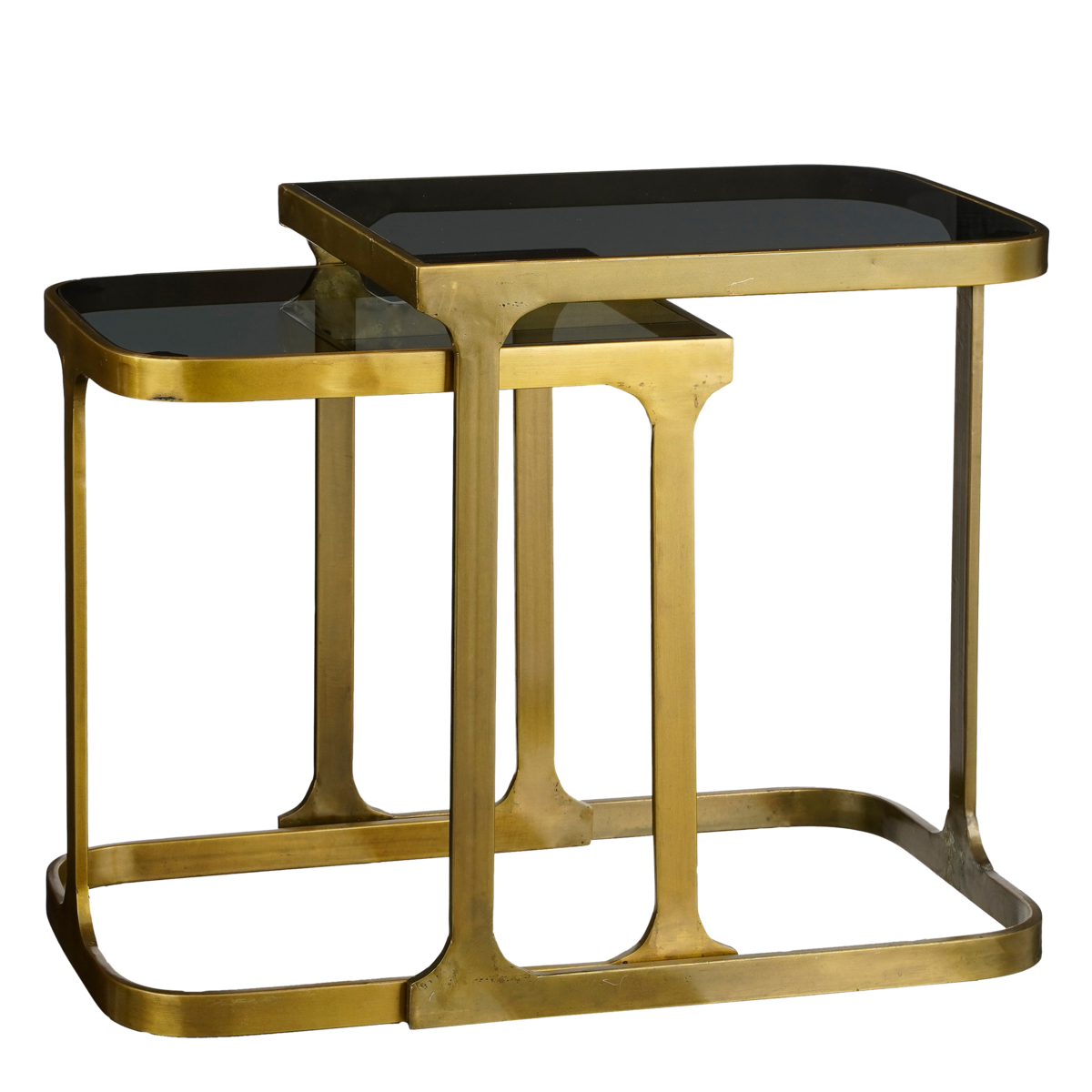 Bijzettafels – Set van 2 – Goud & Zwart – Glas/Metaal | woon-meubel.nl