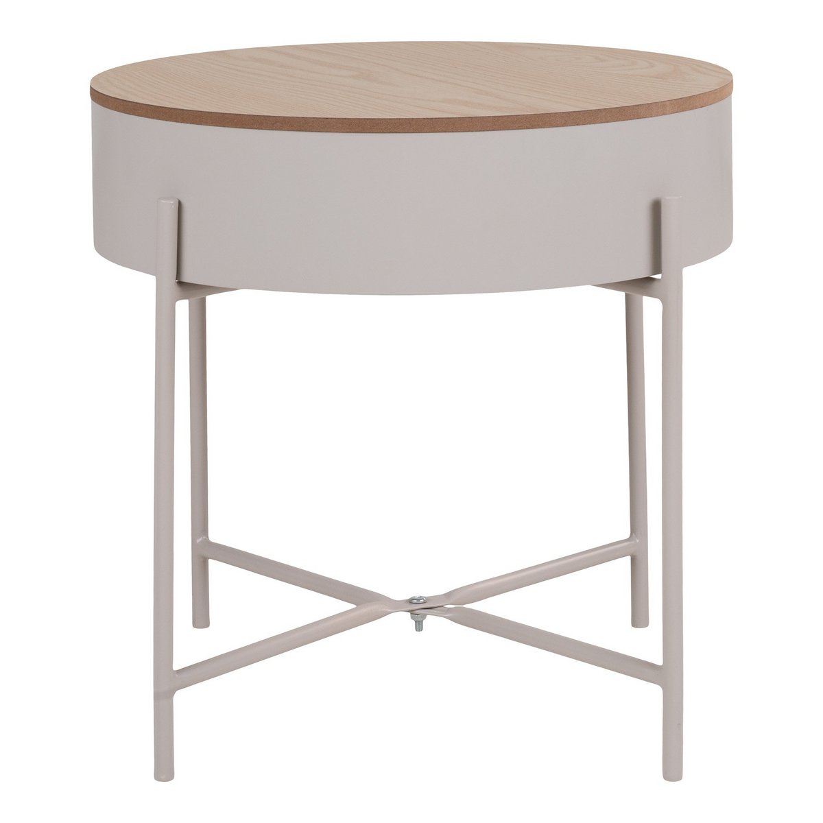 Sisco Side Table - Table d'appoint en acier thermolaqué beige-gris clair, Ø40x40 cm