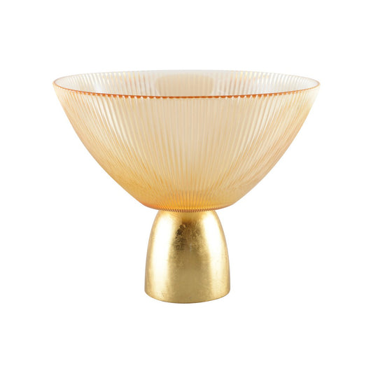 Geribbelde Schaal op gouden voet 22x22x18cm