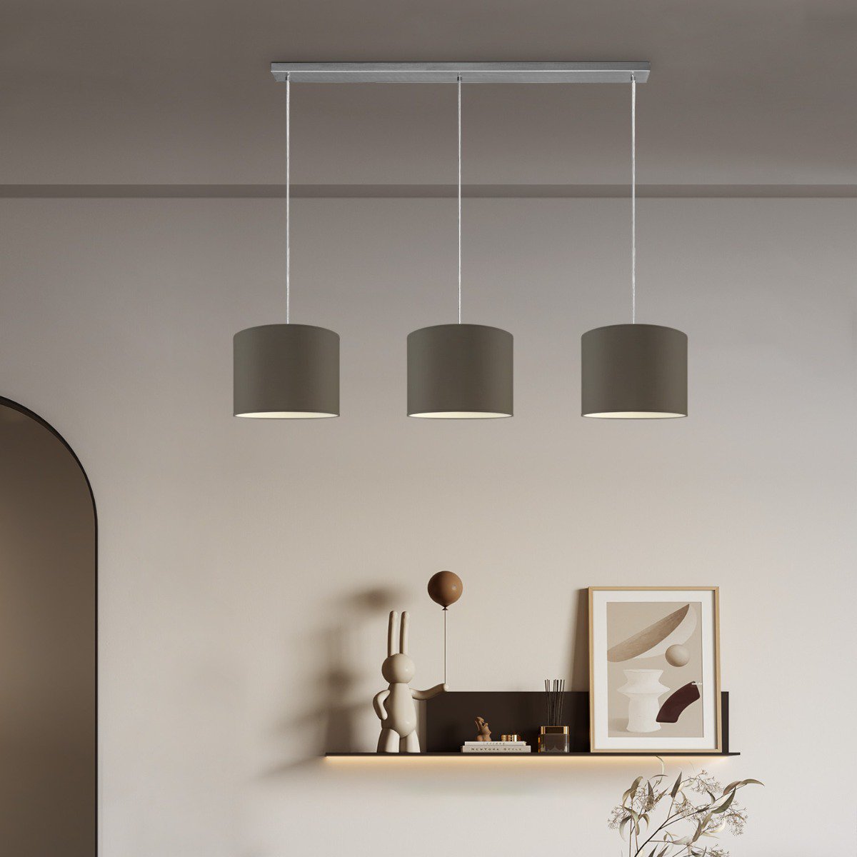 Hanging lamp Beam 3L, anthracite Lampshade, 25cm