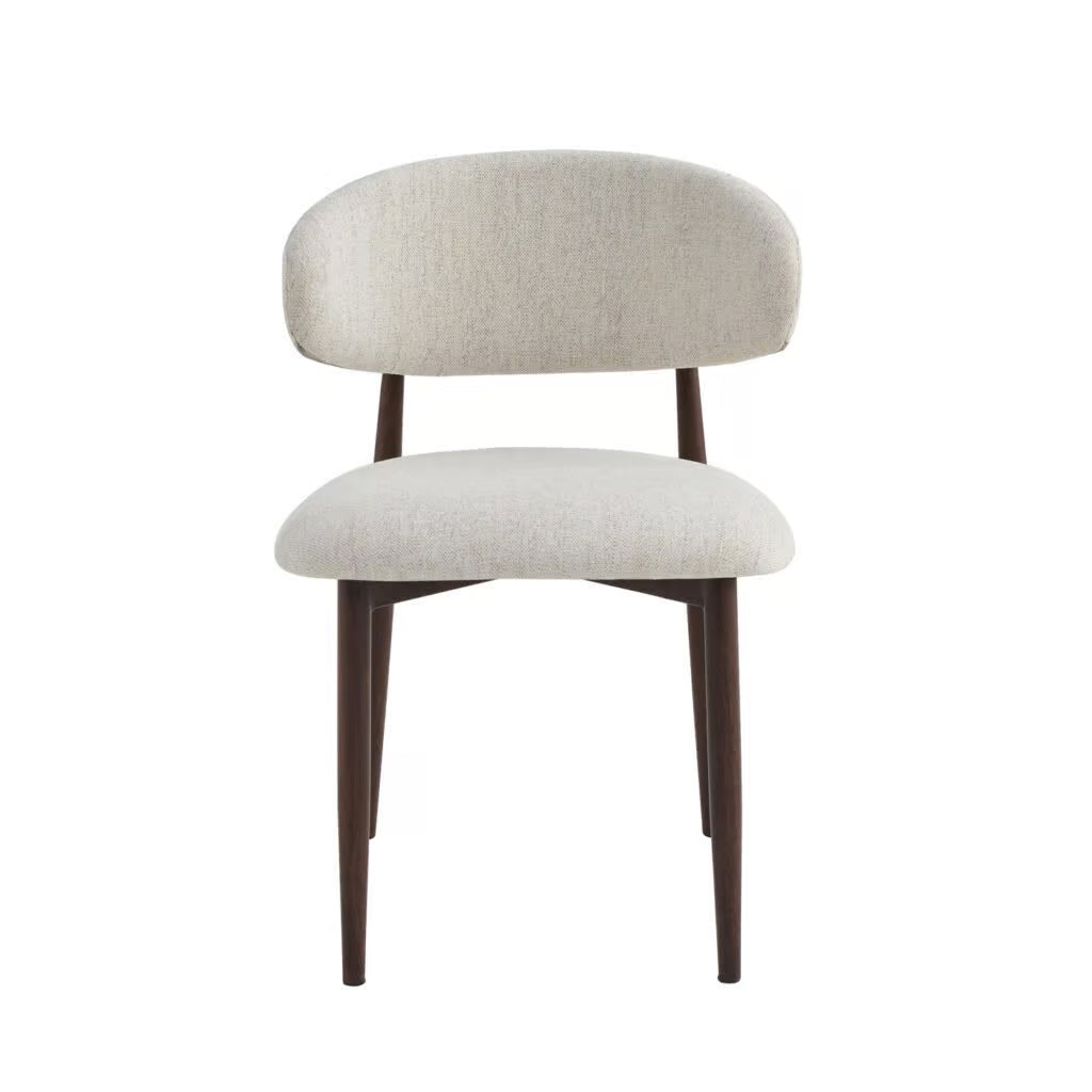 Eetkamerstoel Japandi wit met walnootkleurige poten