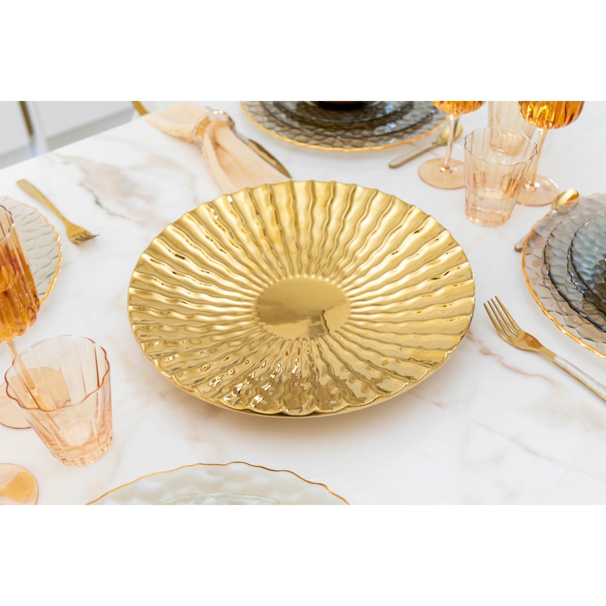 Aulica Gouden Decoratieve Schaal – Keramiek 36 cm | www.woon-meubel.nl