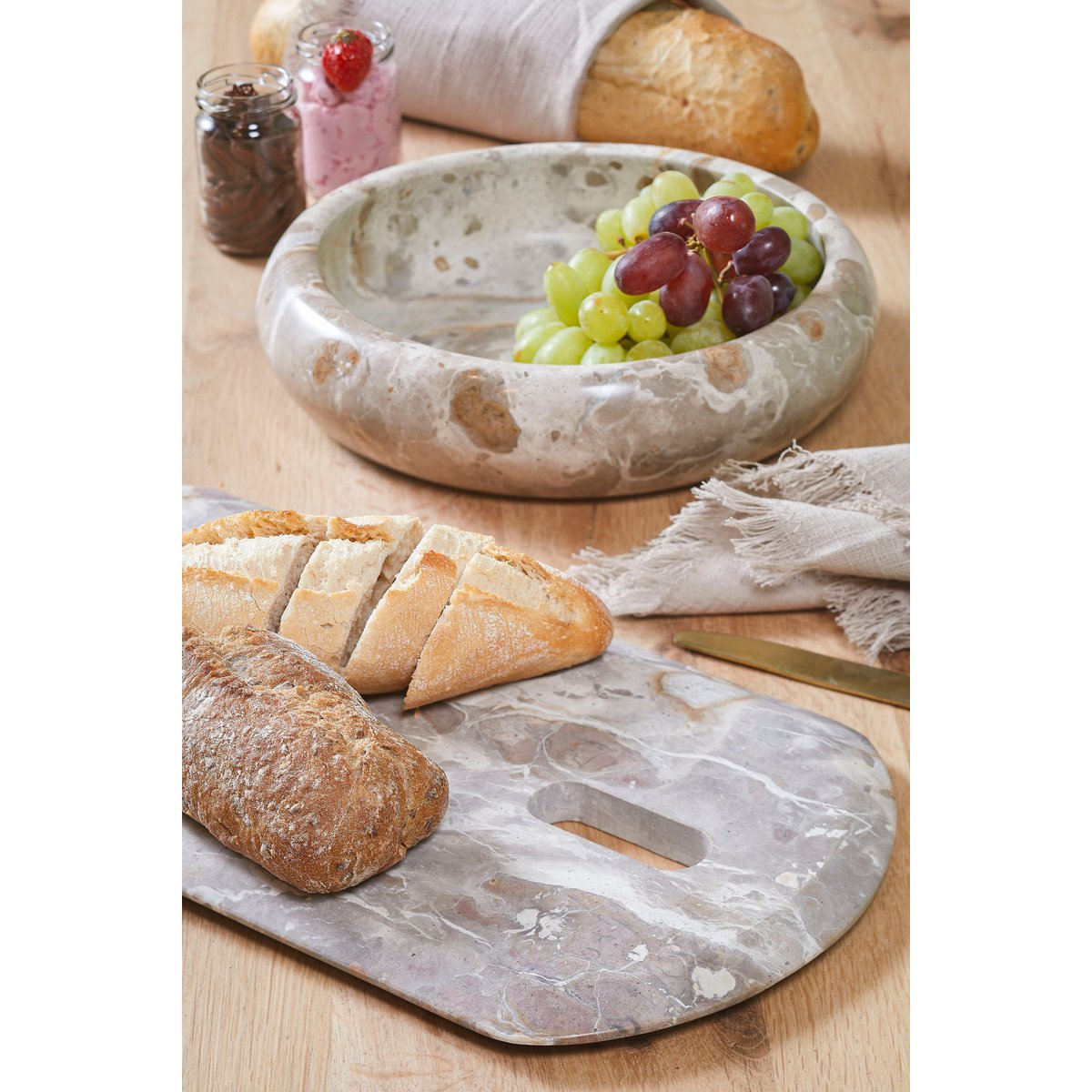 Planche à découper Finnos - L40 x l20 x H2 cm - Marbre - Beige