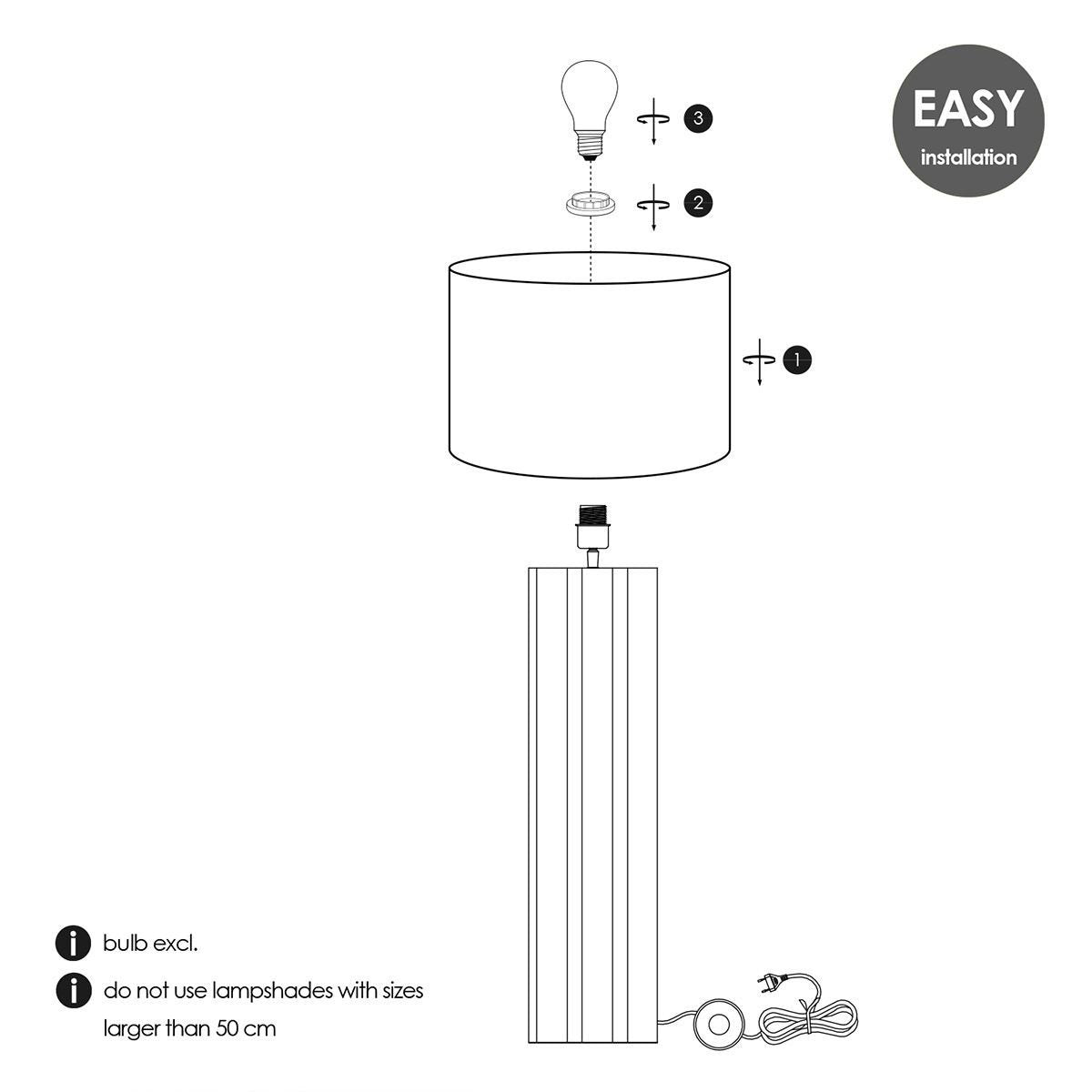 Tafellamp voet Luxor 19/19/78cm - natuurlijk |woon-meubel.nl