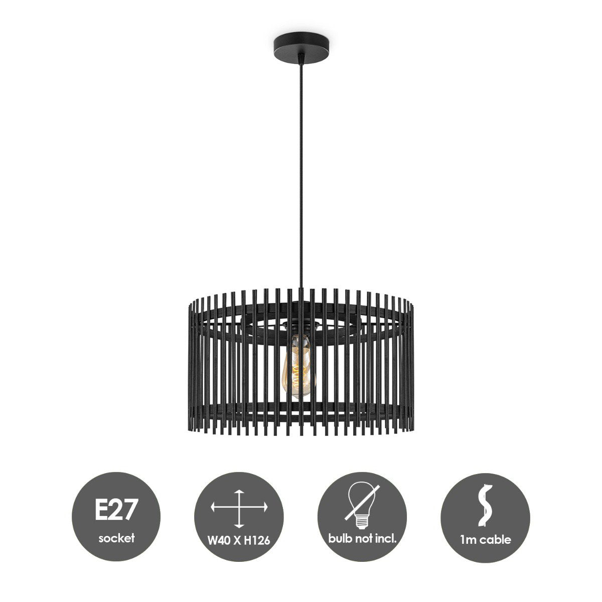 Bohemien Hanglamp Bamboe kap Ø40 x 126 cm (B X H) |woon-meubel.nl