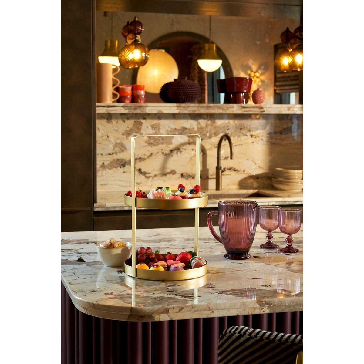 Etagère 2-Laags - Goud - Metaal H41 x Ø25 cm |woon-meubel.nl