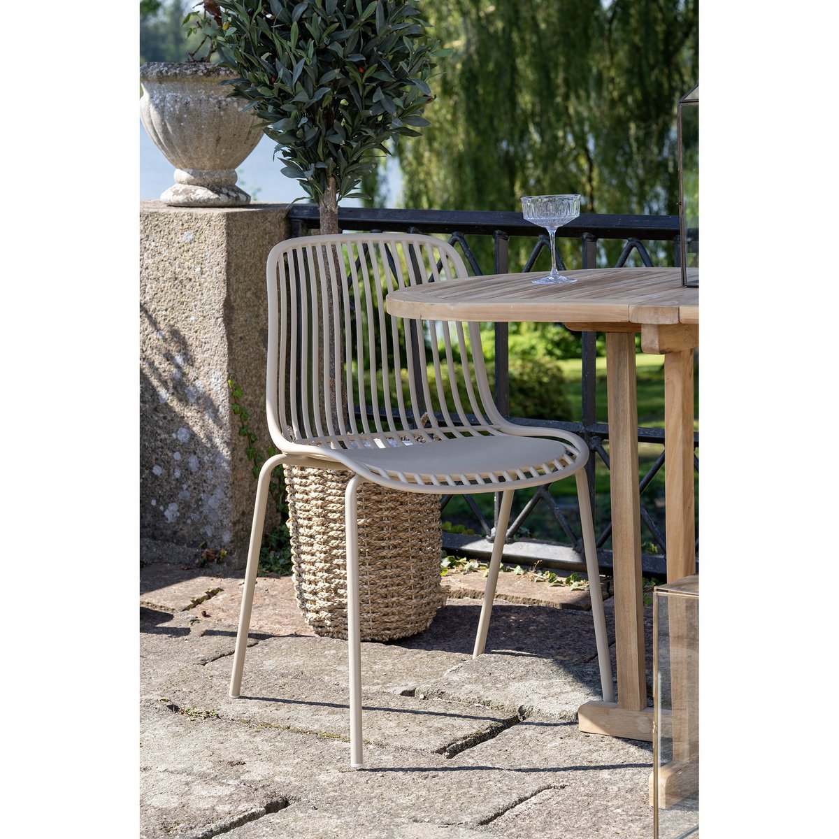 Branson Garden stoel - zand, stapelbaar, 55x46,5x82 cm - set van 4