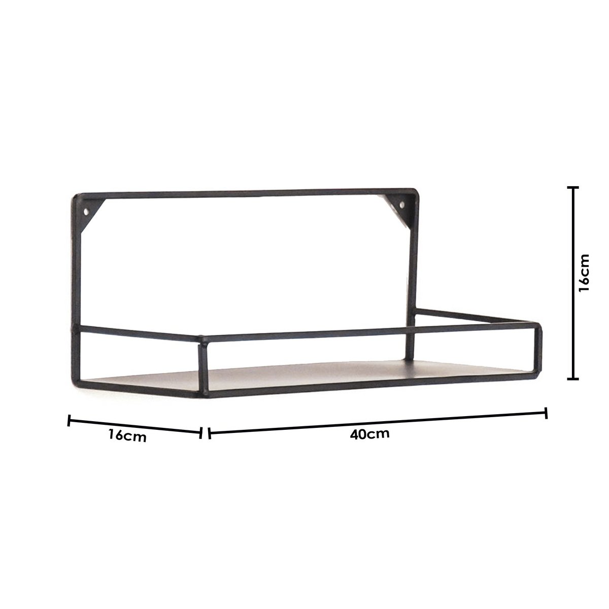 Wandplanken Set van 2 – Metaal Zwart – 20x16 & 40x16 cm