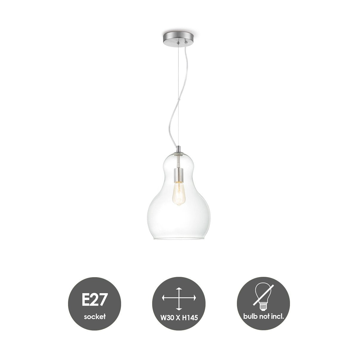 Hanging lamp Bello Big - Clear - 30x30x145cm