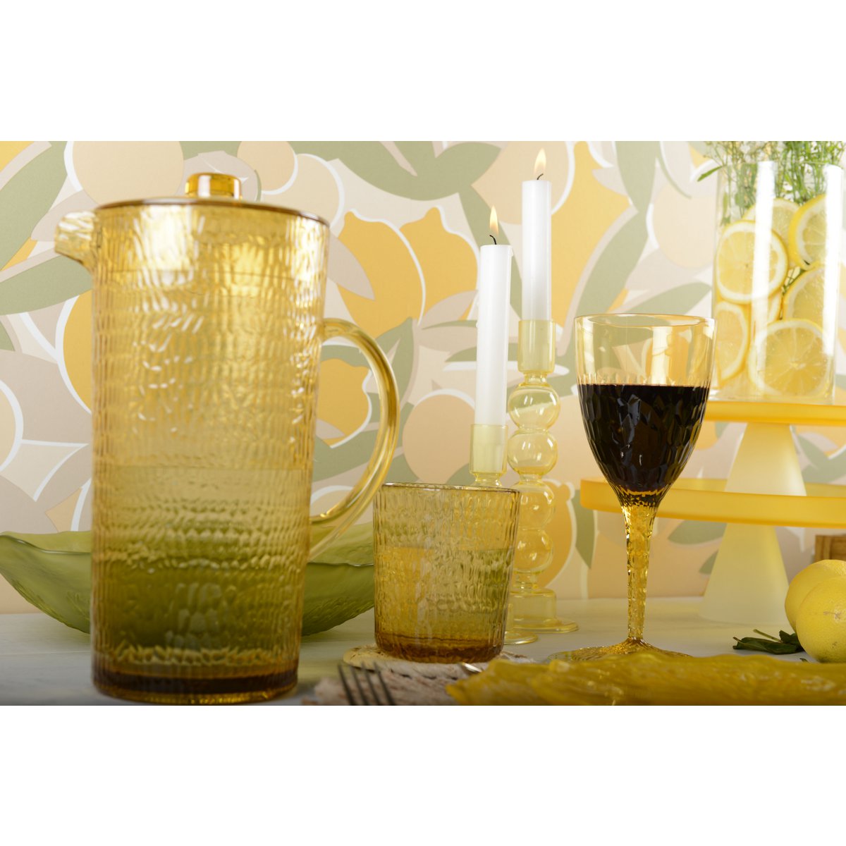 Wijnglazen Geel – Set van 6 – Acryl – Marie Design |woon-meubel.nl