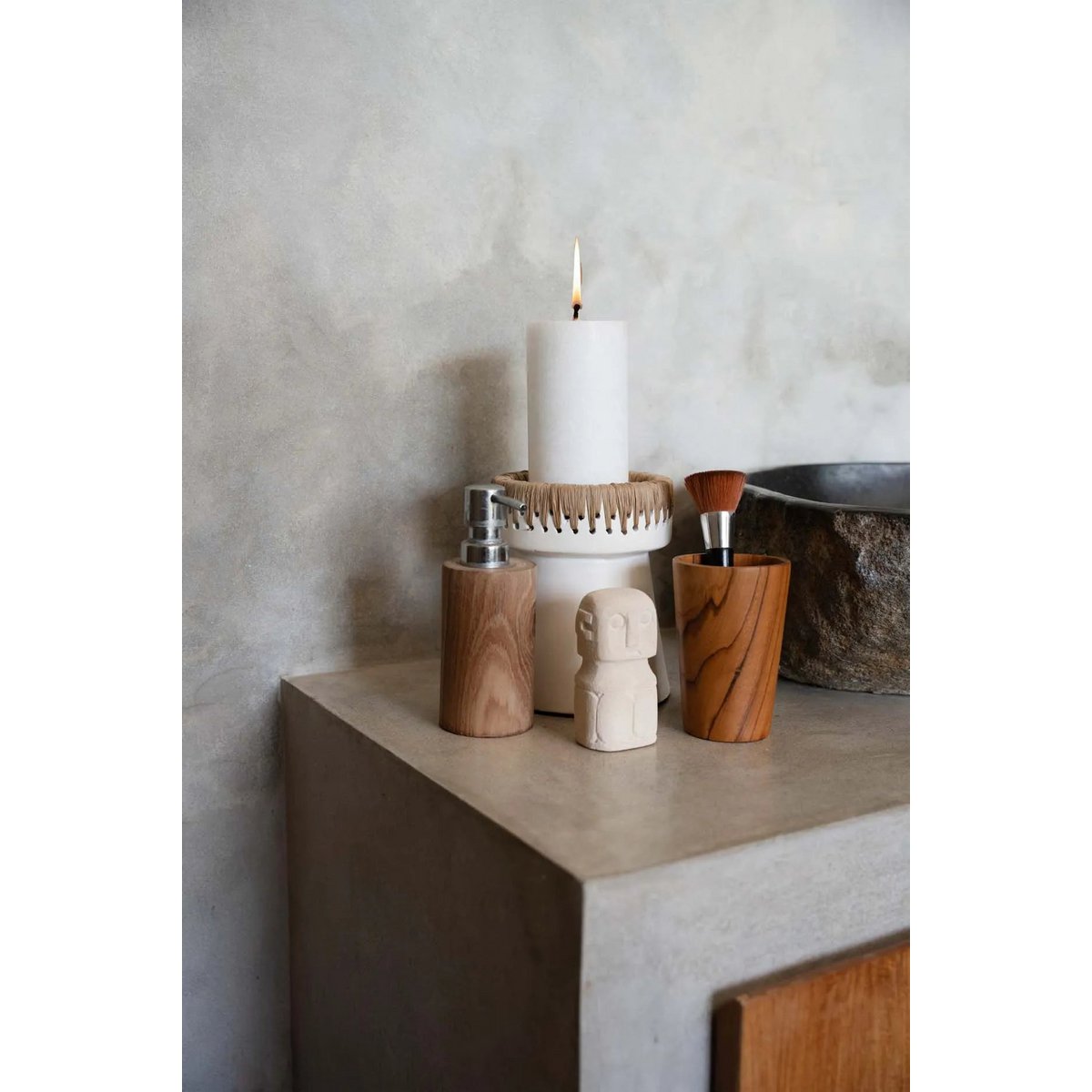 De Mooie Kaarsenhouder terracotta - Wit Naturel - M |woon-meubel.nl