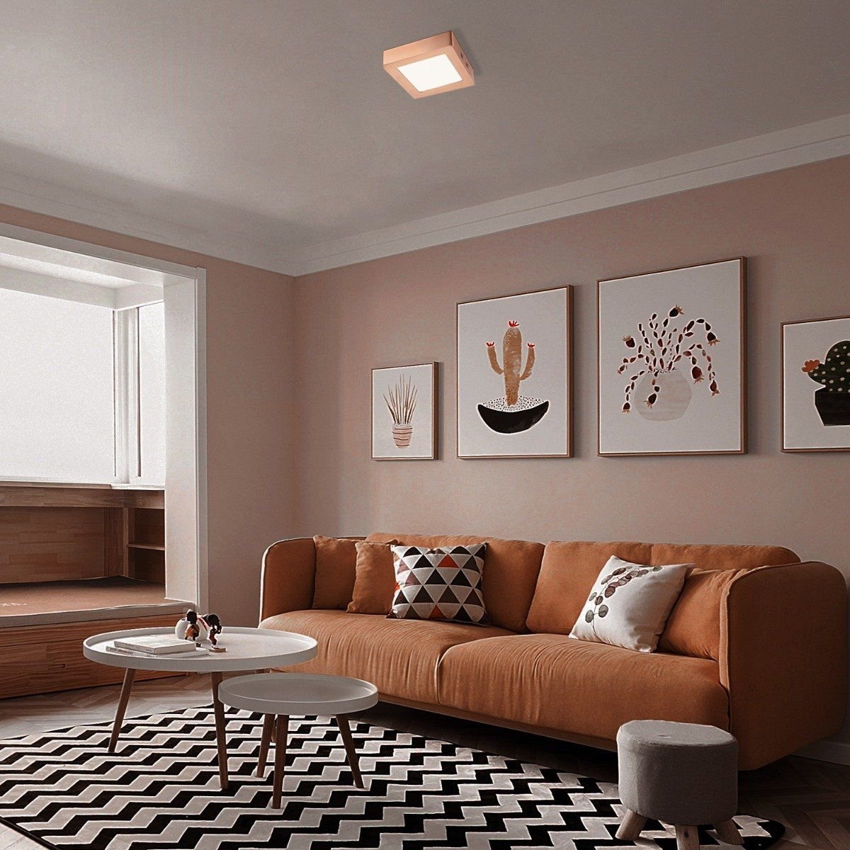 LED Ceiling Lamp Ska - Copper - Square 17/17/3.6cm