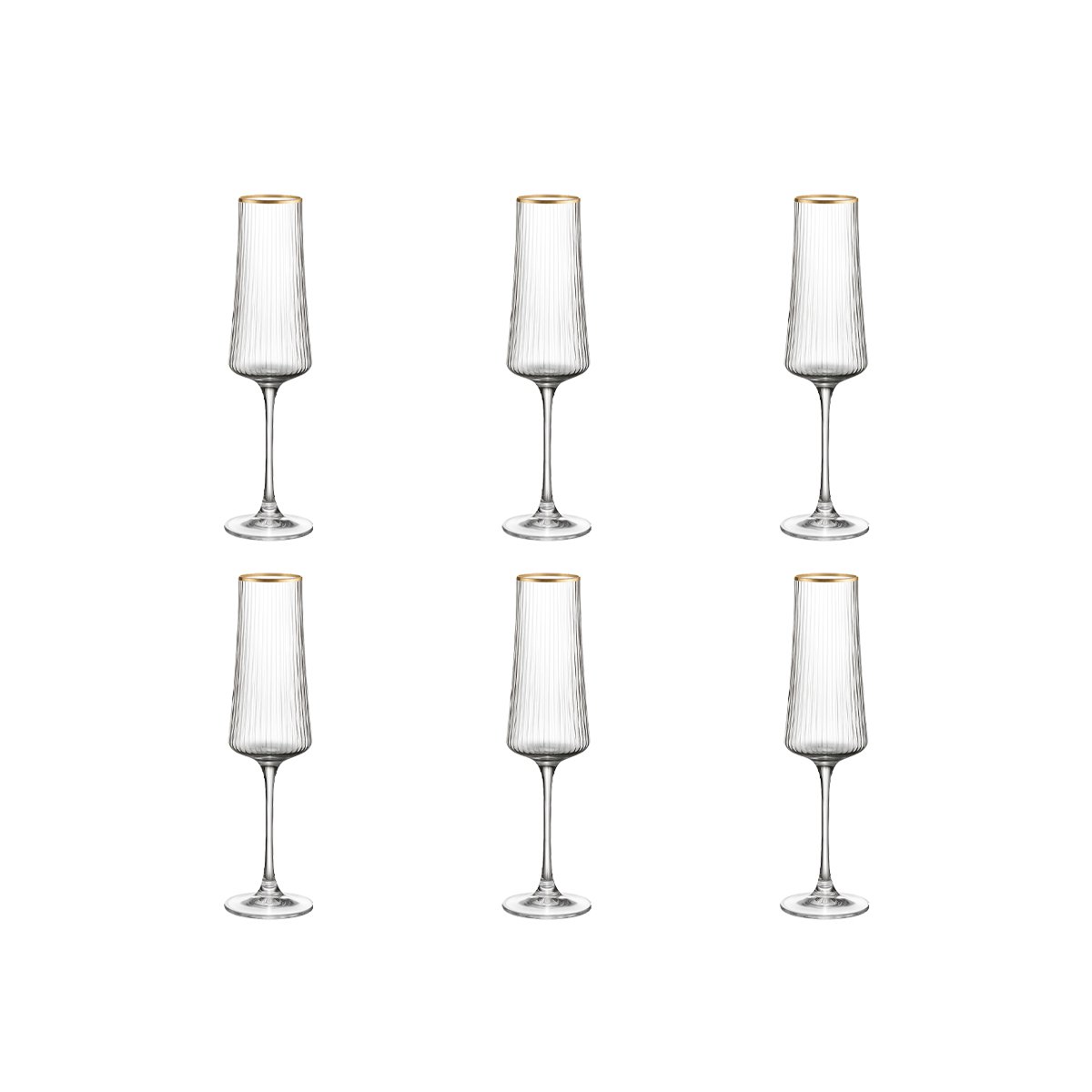 Luxe Champagneglazen met vergulde rand – 210 ml – Set van 6 |woon-meubel.nl
