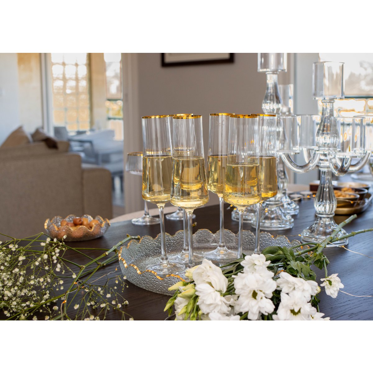 Luxe Champagneglazen met Vergulde Rand – 210 ml – Set van 6 |woon-meubel.nl