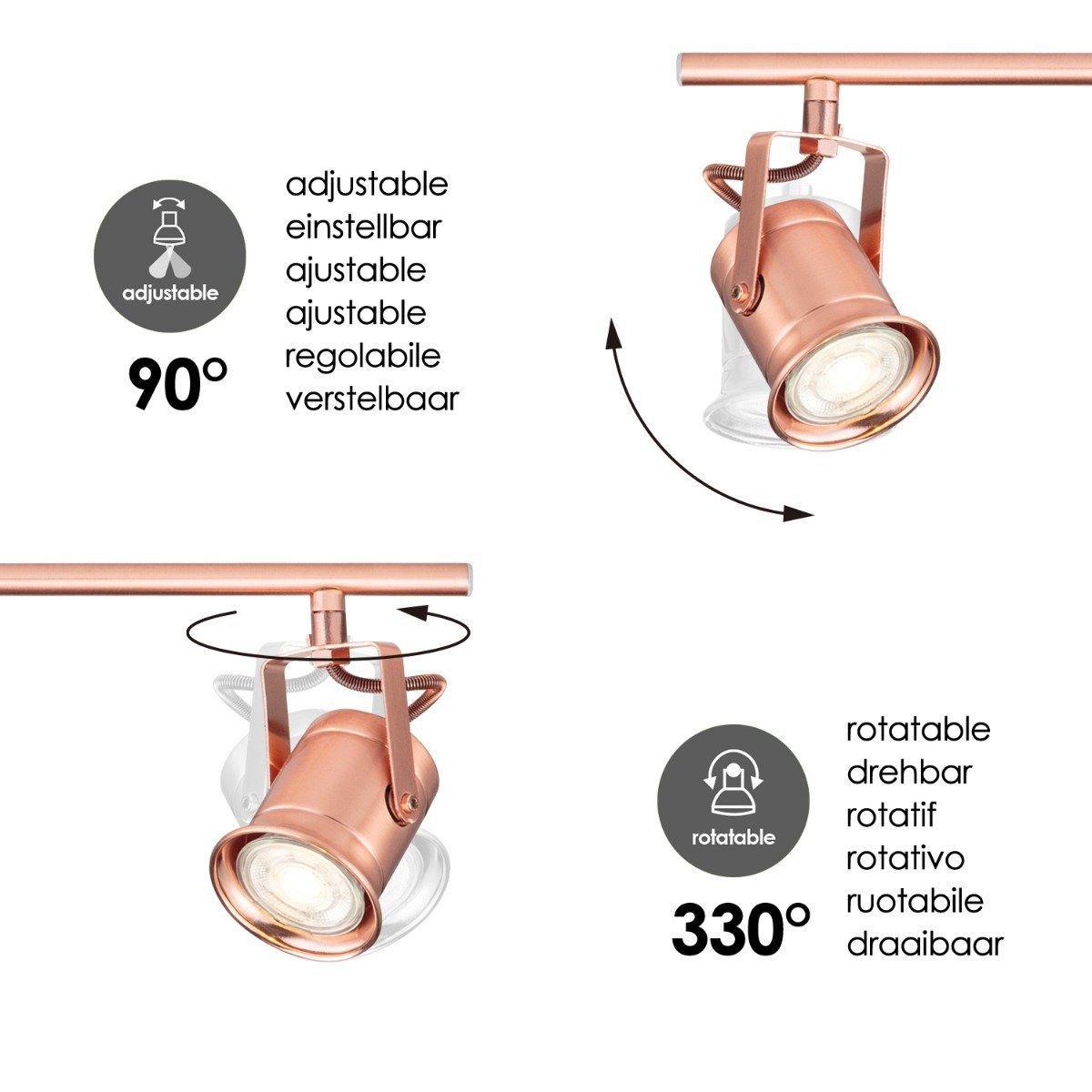 LED Surface-mounted spotlight Venn 4 - incl. dimmable LED lamp - Copper