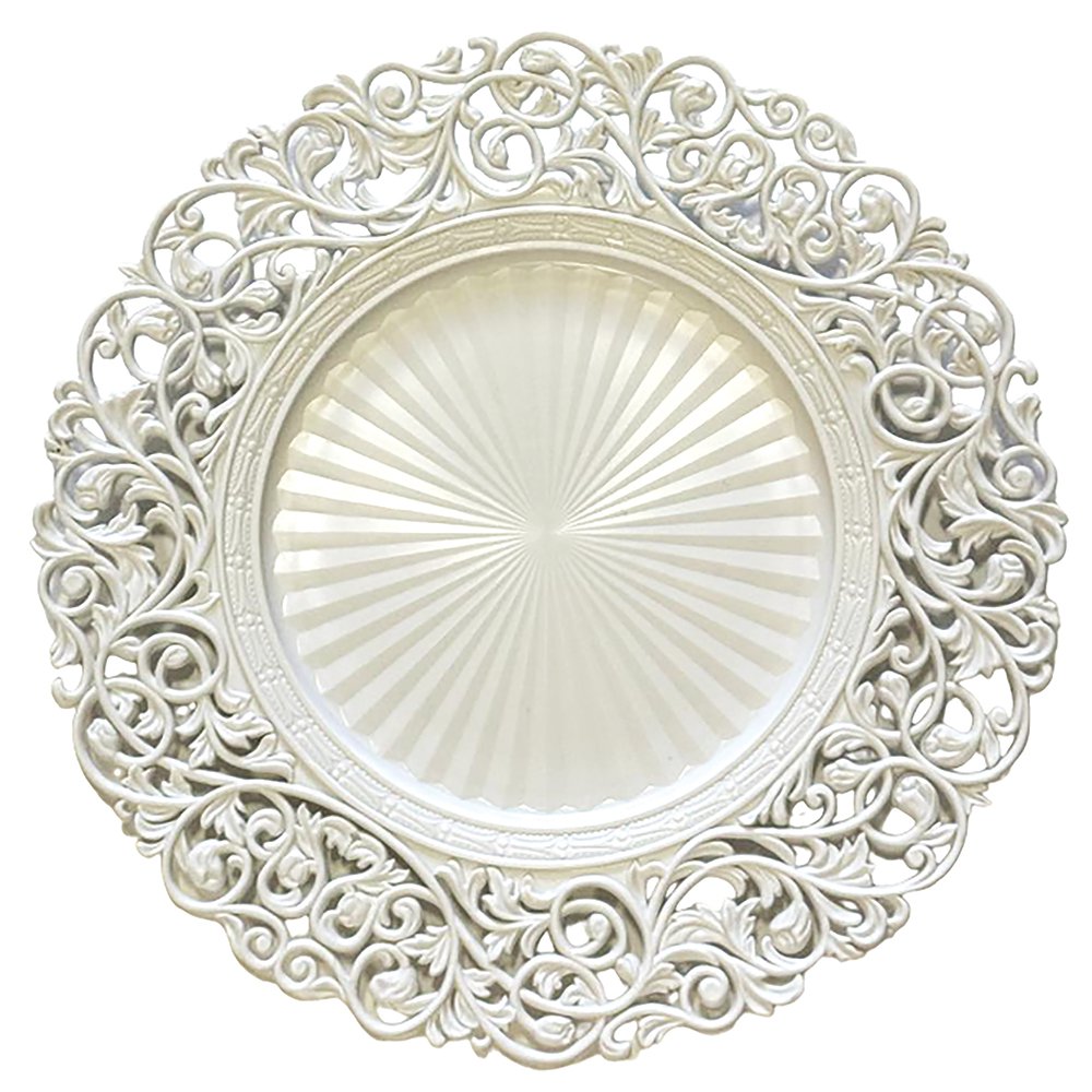 Barokke Witte Onderbord – Ø34 cm – Aulica |woon-meubel.nl