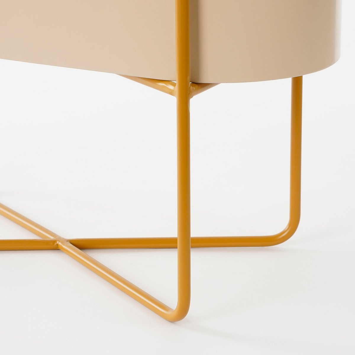 Shandy Standing Planter - Metal - Off White, Light Brown