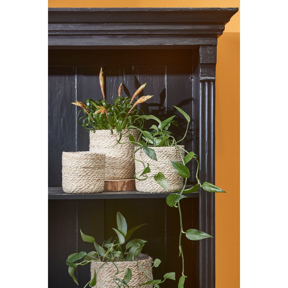 Atlantic Plantenmand - Set van 3 - Jute - Crème H16 x Ø16 cm |woon-meubel.nl