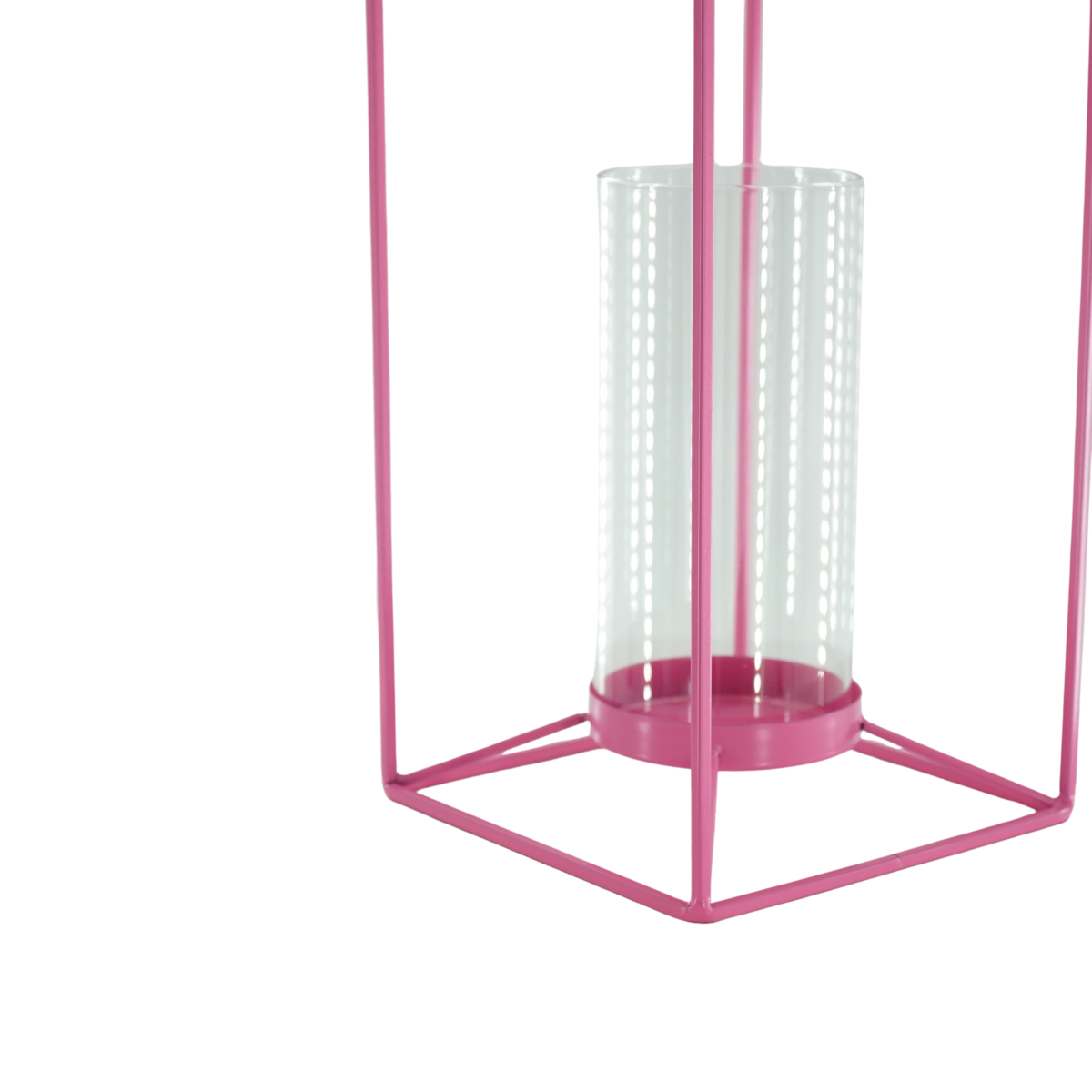 Lantern - Metal/Glass - Pink - 12.5x12.5x20cm