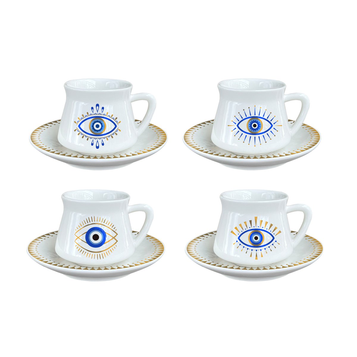 Koffiekopjes Geluksoog – Set van 4  | Geschenkdoos | Handgemaakt | Origineel Espresso Servies