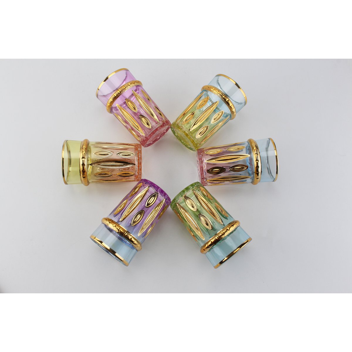 Gekleurde oosterse theekopjes - Set van 6 |woon-meubel.nl