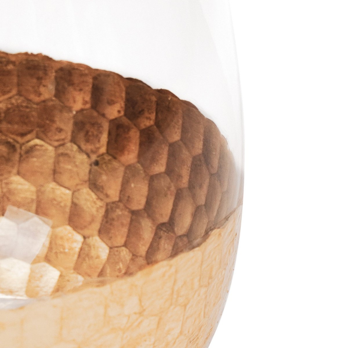 Vaas - Sparkle- Glas - Helder/Goud - 15x15x25cm |woon-meubel.nl