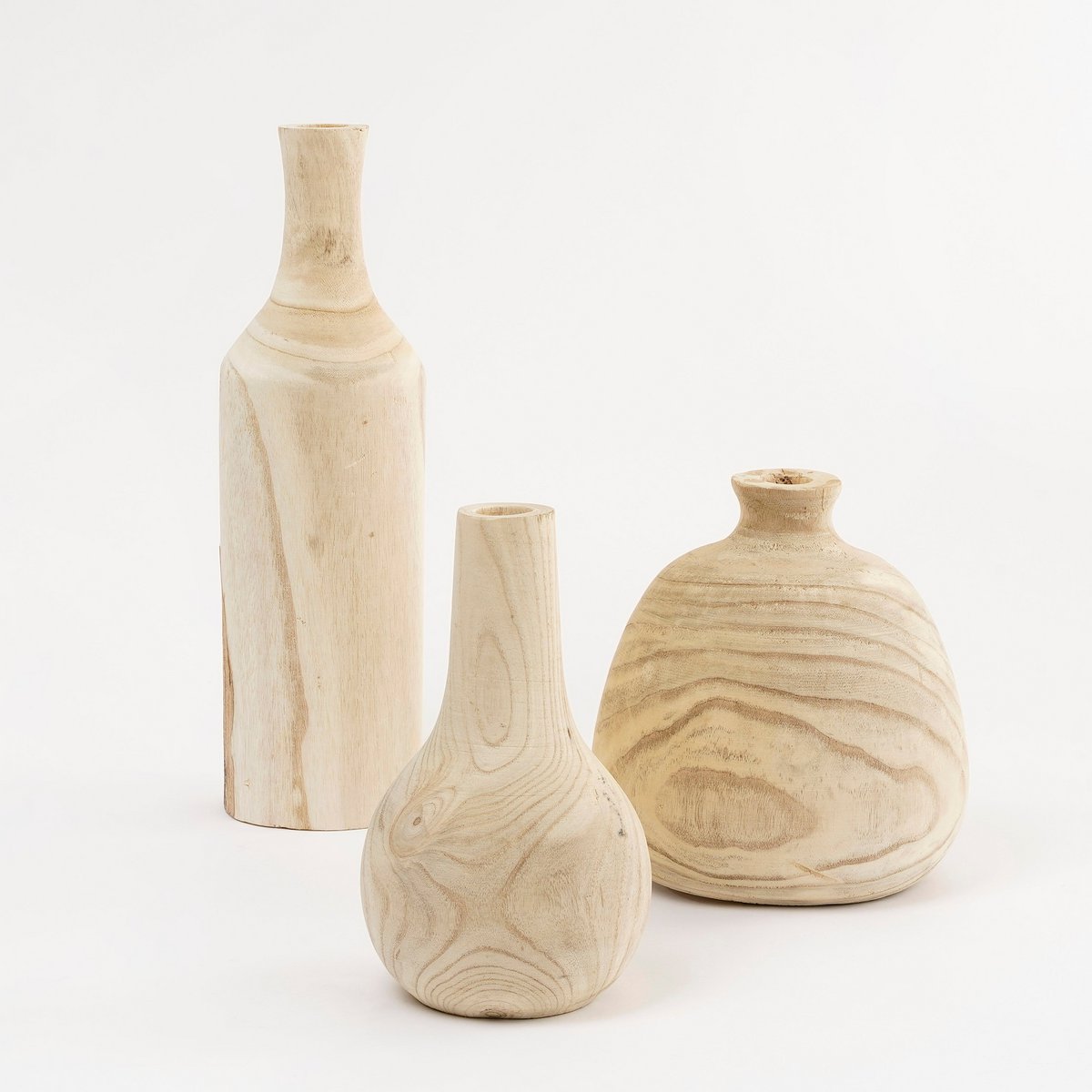 Vase Pia - H47 x Ø13 cm - Bois de Paulownia - Marron clair