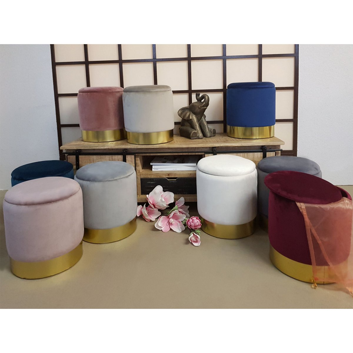 ποΈ Voglrieder Velours Hocker β Γ 31 x H 38 cm β Met Opbergruimte β Zachte Zithocker van Velours β Verkrijgbaar in 7 Kleuren