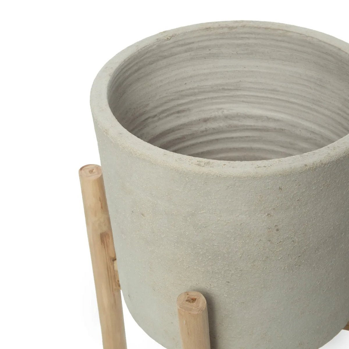 Design Plantenhouder – Terracotta & Teakhout |woon-meubel.nl