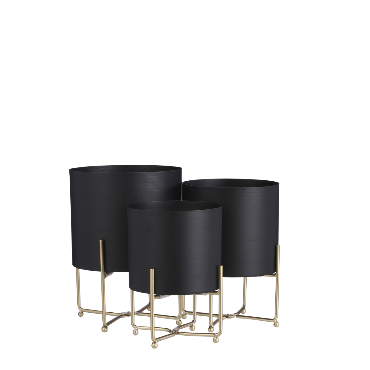 Aries Bloempot op Standaard - Set van 3 - Zwart| woon-meubel.nl