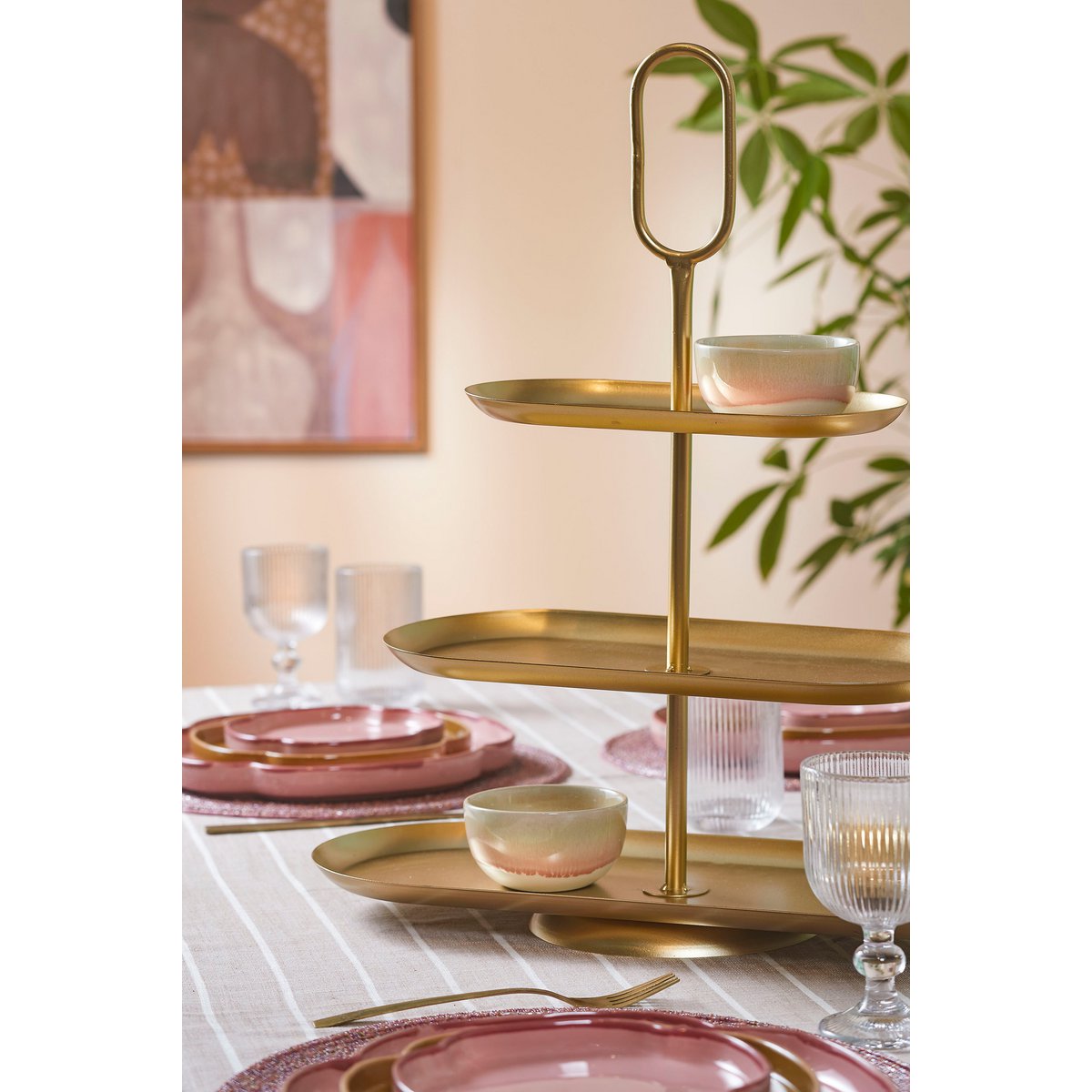 Rama Etagere 3 Layers - L48 x W20 x H55 cm - Metal - Gold