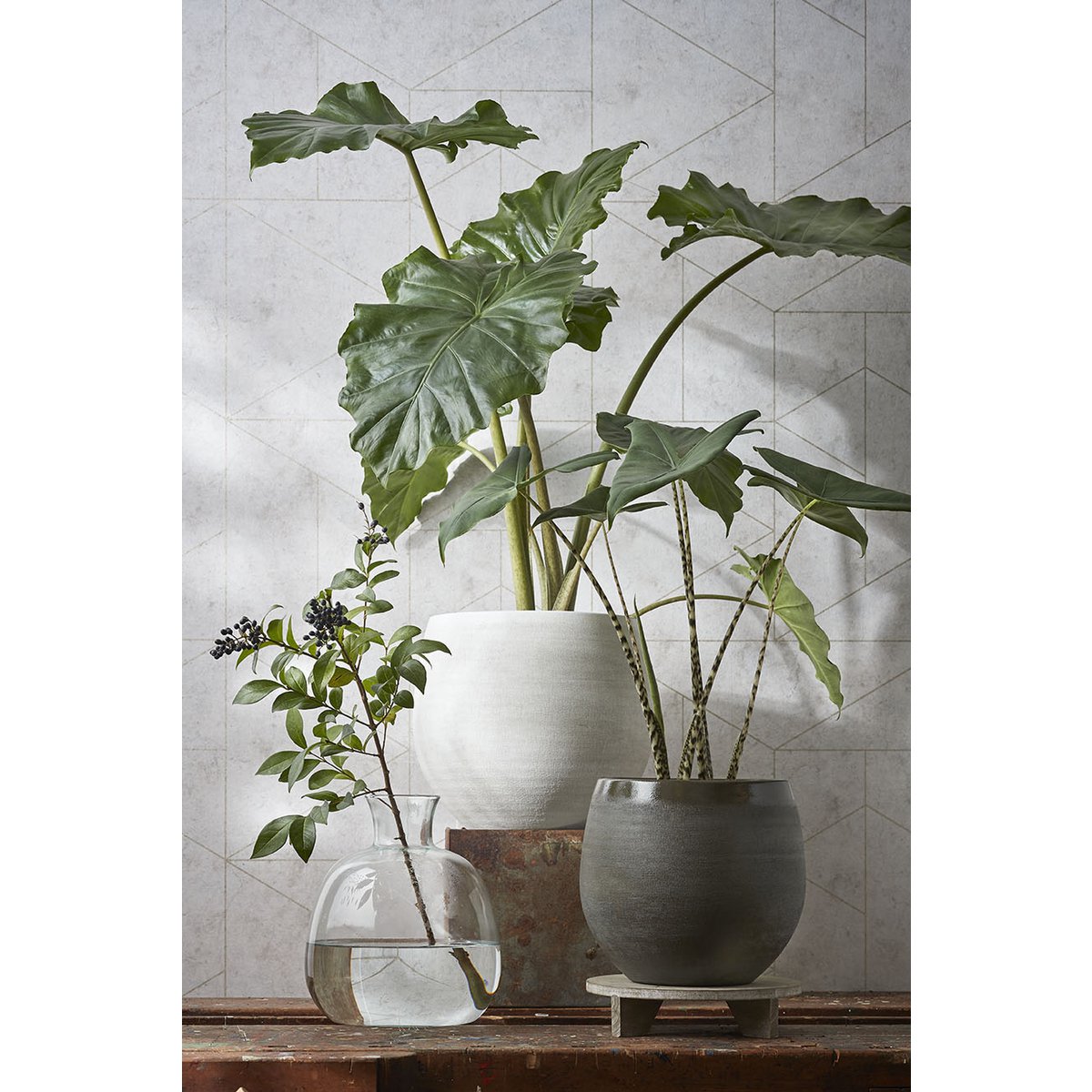 Douro Flowerpot - H23 x Ø 26 cm - Terracotta - Green