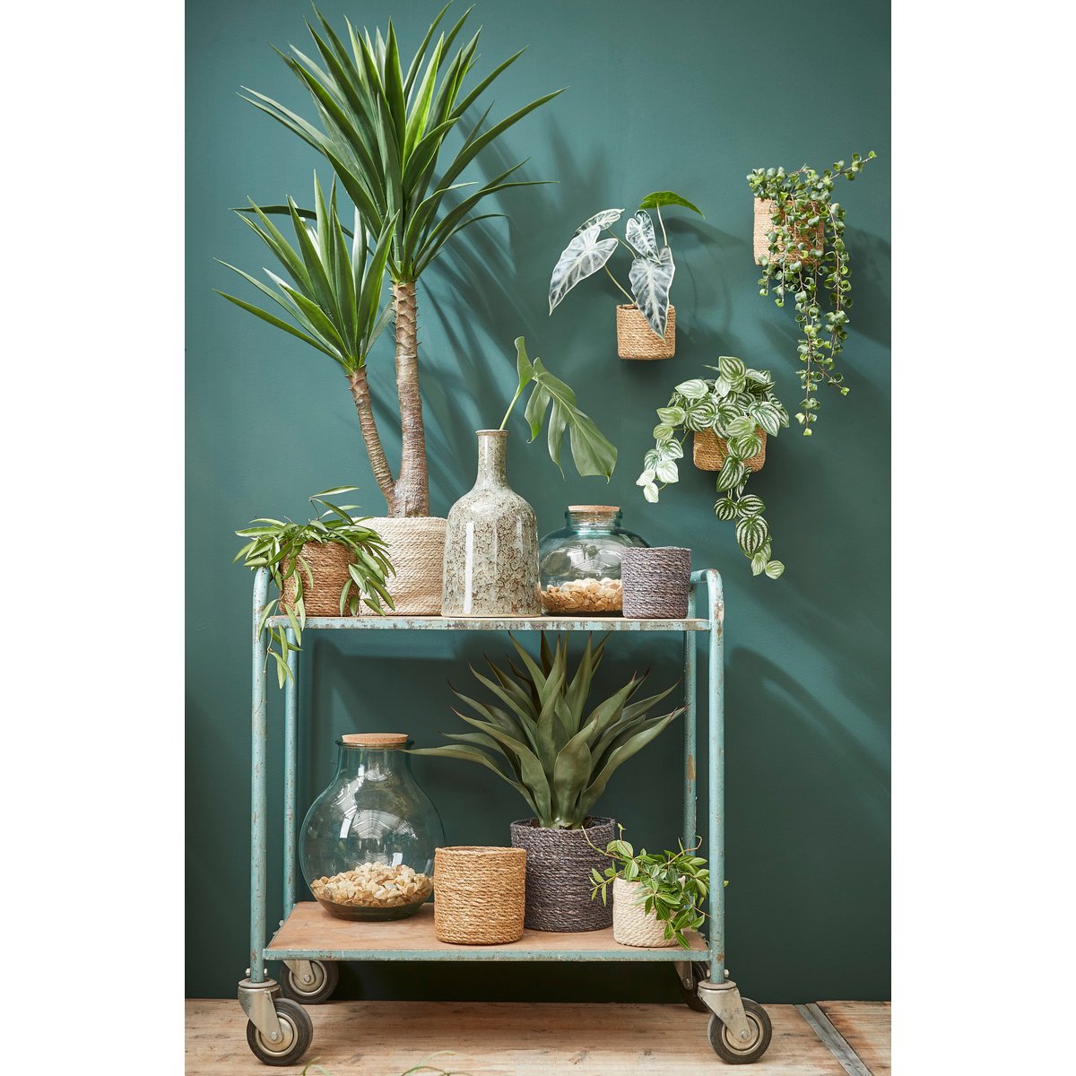 Atlantic Plantenmand - Set van 3 - Jute - Crème H16 x Ø16 cm |woon-meubel.nl