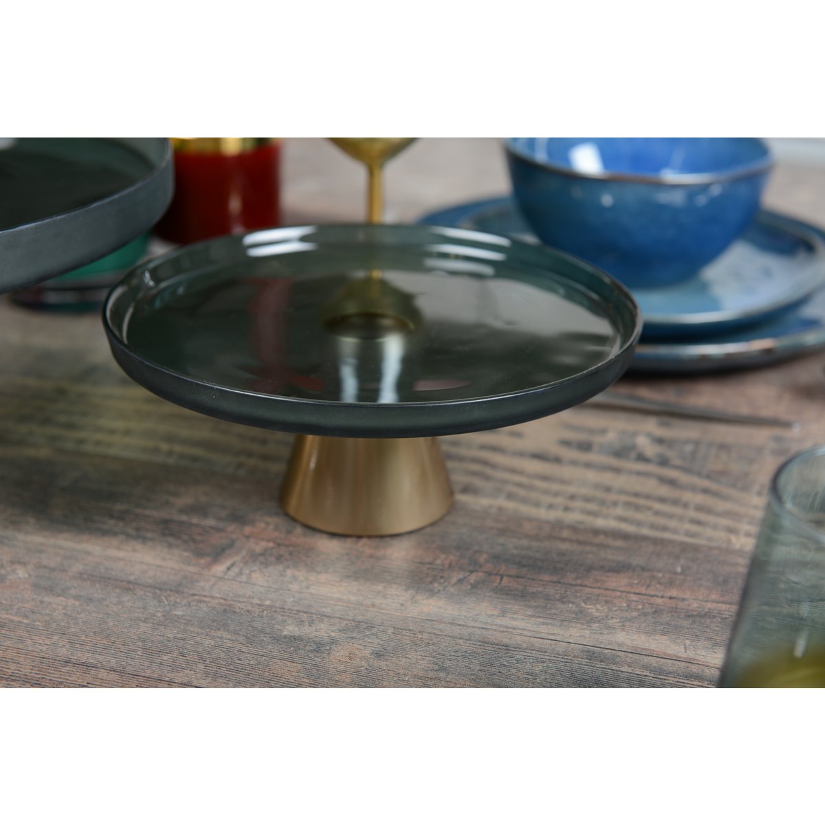 Groene Taartschaal op Voet – Glas Ø21 cm – Aulica |woon-meubel.nl