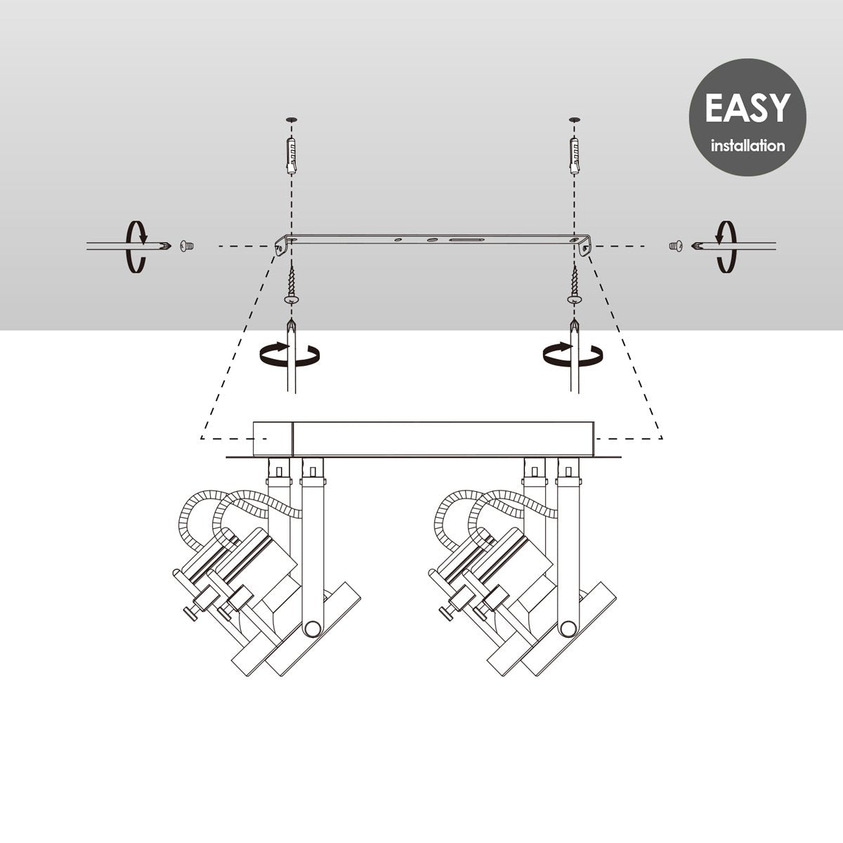 LED Surface-mounted spotlight Robo V4 - dimmable - brushed steel