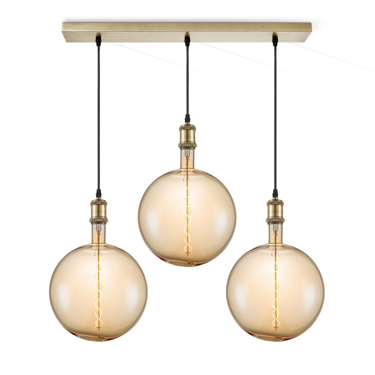Pendant lamp vintage Globe - 3 LED -dimmable E27 amber