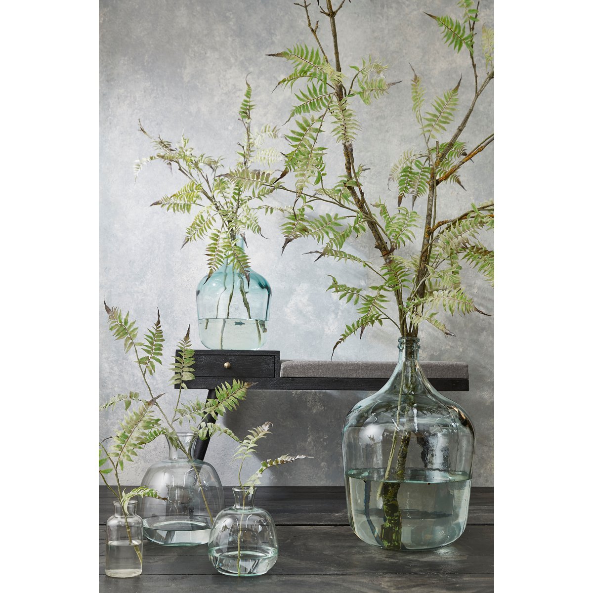 Diego Fles Vase - H30 x Ø18 cm - Recycled Glass - Transparent