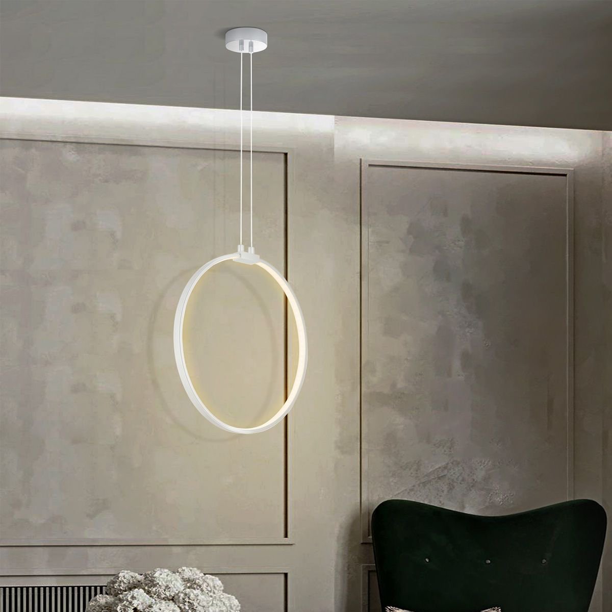 Hanging lamp Eclipse - Silver - 35x12x140cm