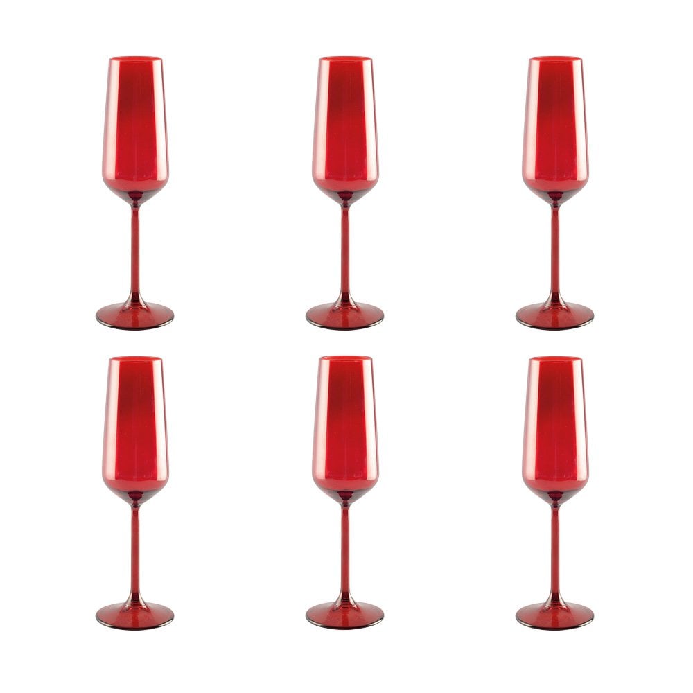 Set van 6 Rode Champagneglazen – Aulica | woon-meubel.nl