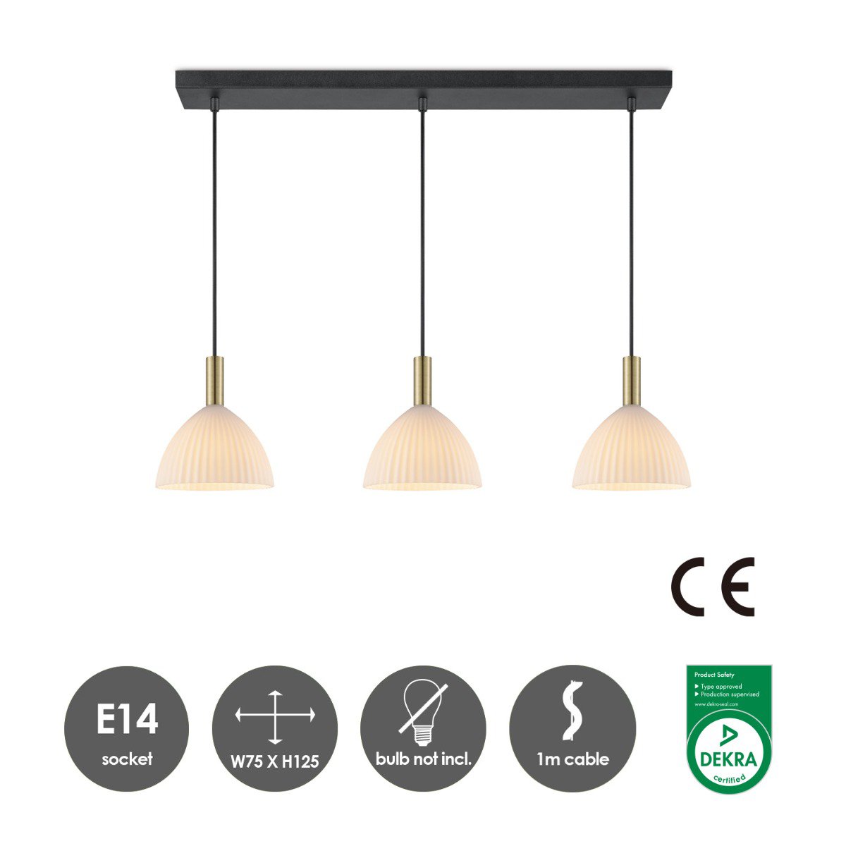 Hanging lamp Credo - Brass - 70x18x125cm
