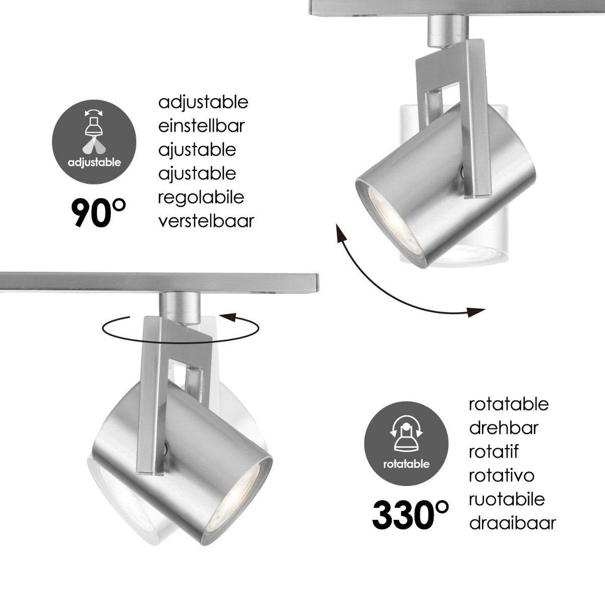 Surface-mounted spotlight Concrete 3 - incl. dimmable LED lamp - concrete