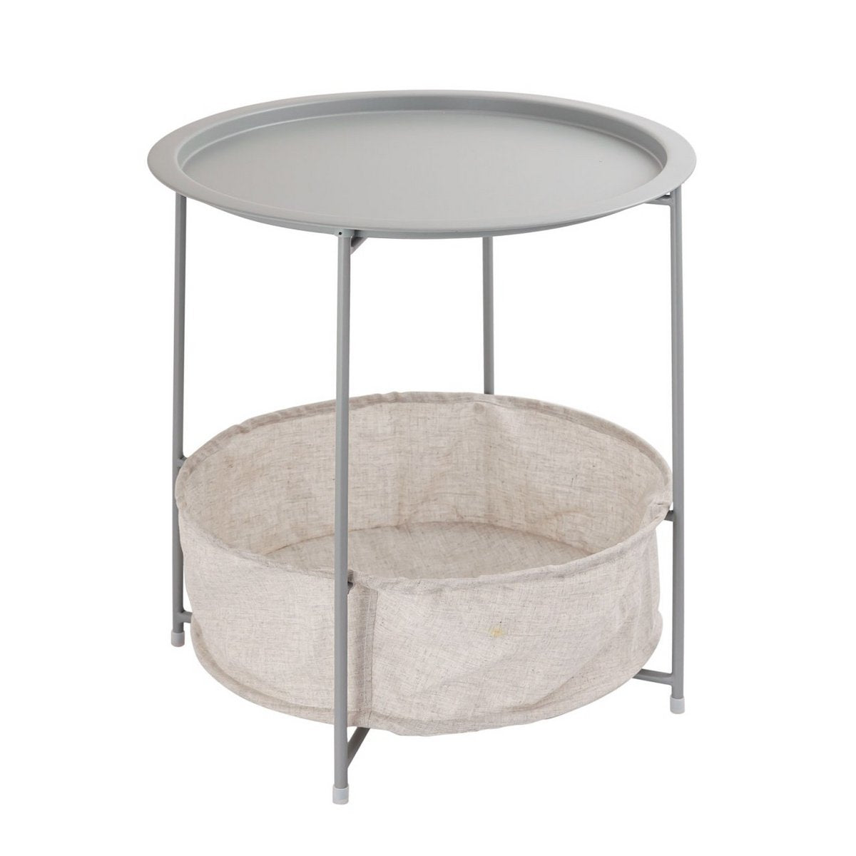 Inklapbare ronde bijzettafel met opbergruimte – Ø 47 cm | Voor binnen en buiten