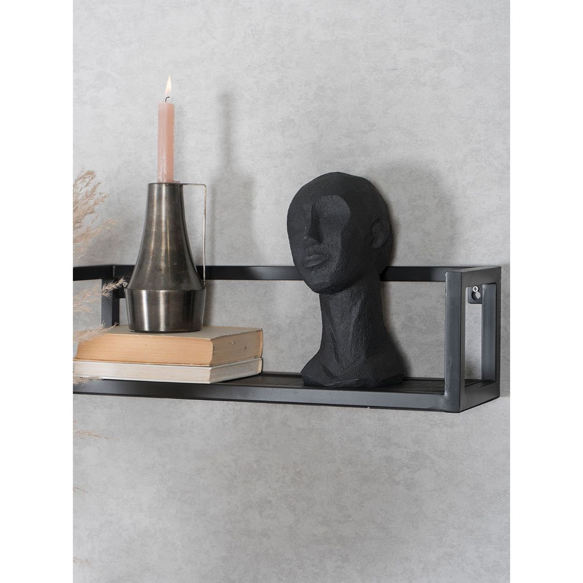 Wandplank Vintage Zwart Mangohout - Set van 3 Klein |woon-meubel.nl