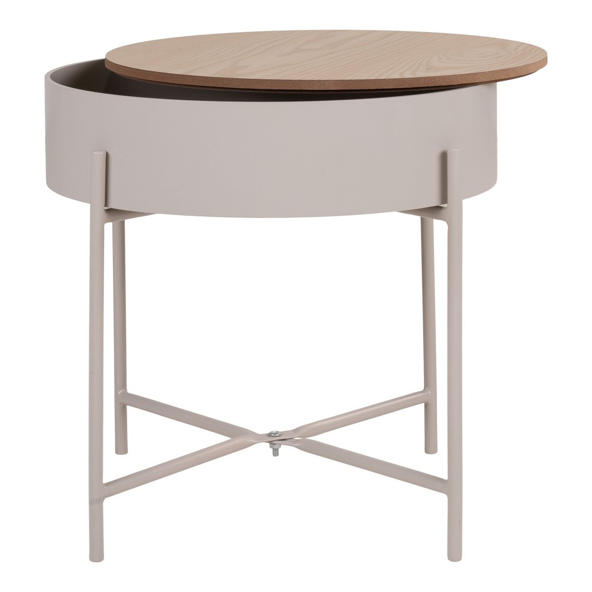 Sisco Side Table - Side table in beige-light gray powder-coated steel, Ø40x40 cm